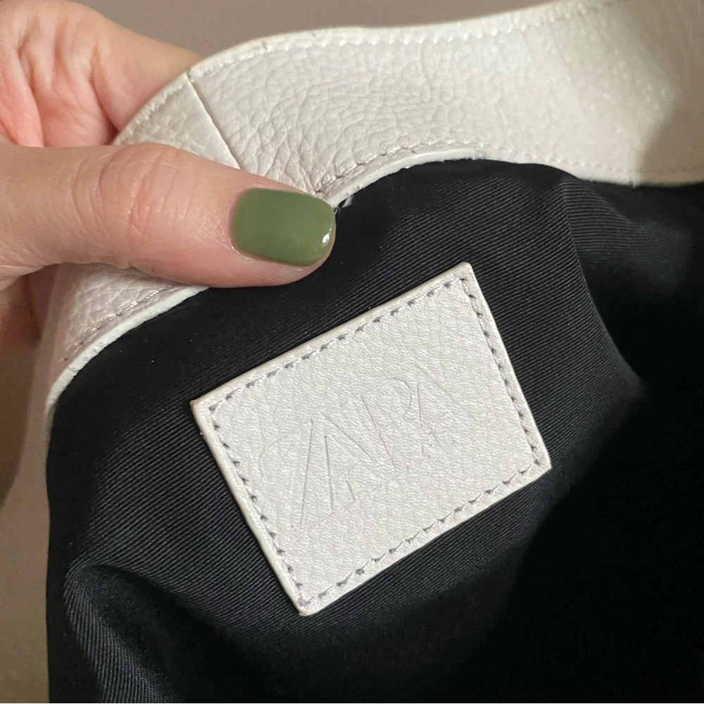 Zara white flat leather shopper bag - Picture 6 of 8